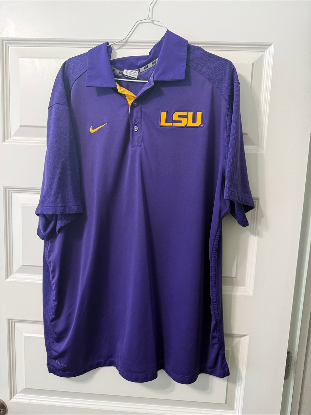 Nike Purple LSU Logo Polo with Gold Accents